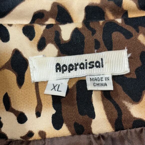 Appraisal Y2K Retro Big Button Leopard Print Trench Coat Jacket XL Bold Mob Wife - Picture 5 of 8